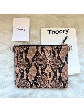 New! THEORY Snakeskin Clutch Pouch Bag